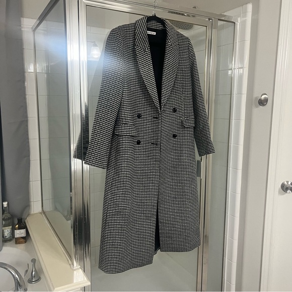 Reformation York Coat Black Grey Herringbone Size S - Picture 5 of 8